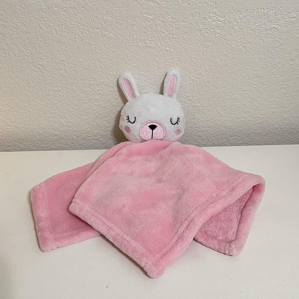 Chick Pea Baby White Sleeping Bunny Rabbit Pink Security Blanket Lovey Lovie
